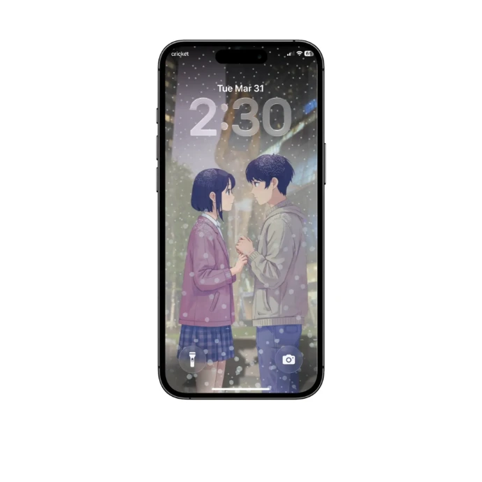 Snow Shower Couple Lockscreen at Atlas Statue Seoul