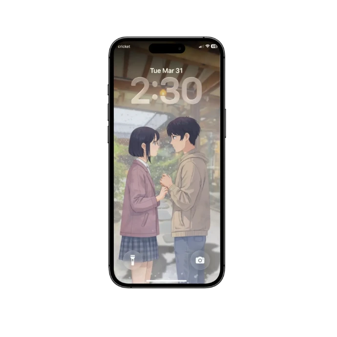 Ikseon-dong Hanok Village Snow Shower Couple Lock Screen