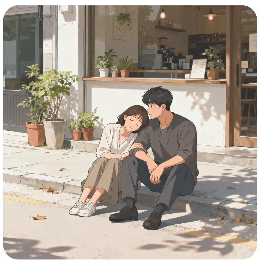 illustrated K-drama Couple